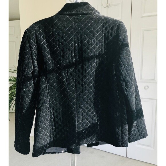 JM Collection Women's Size 8 Quilted Lined Color Black Velvet Jacket Botton Down - Picture 4 of 6